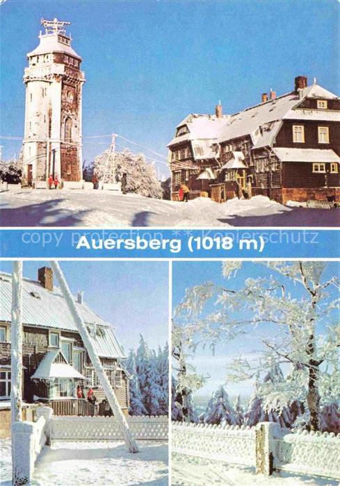 Auersberg 1020m Wildenthal Erzgebirge Winterpanorama Berghaus Aussichtsturm