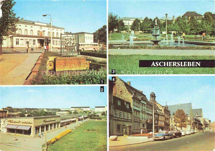 Aschersleben Sachsen-Anhalt Bahnhof Ladenstrasse im Kosmonautenviertel Platz der