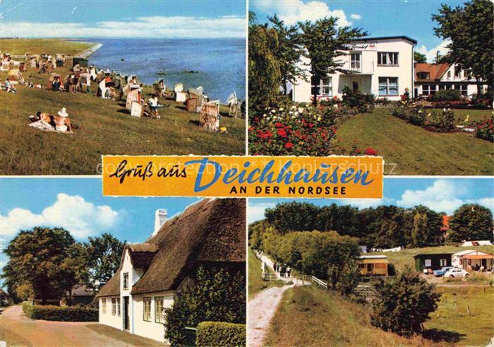 Deichhausen Buesum Nordseebad Kuestenpanorama Reetdachhaus Bungalows Hotel