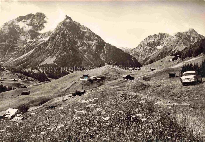 Hirschegg Kleinwalsertal Vorarlberg AT Panorama Ferienheim Schloessle Blick gege