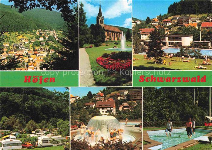 Hoefen  Enz Teilansichten Luftkurort im Schwarzwald Kirche Freibad Massagepilz W