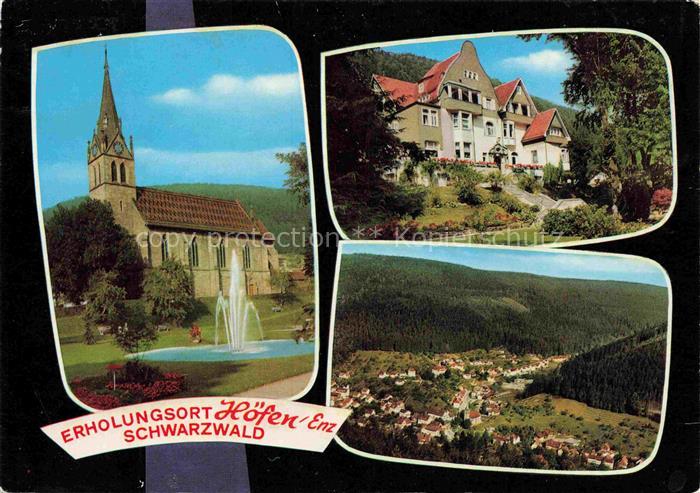 Hoefen  Enz Blick zur Kirche Erholungsort im Schwarzwald Luftaufnahme