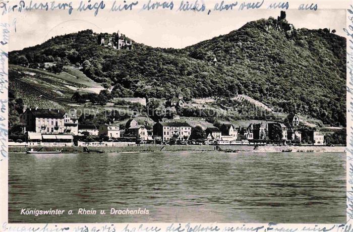 Koenigswinter Rhein mit Drachenfels