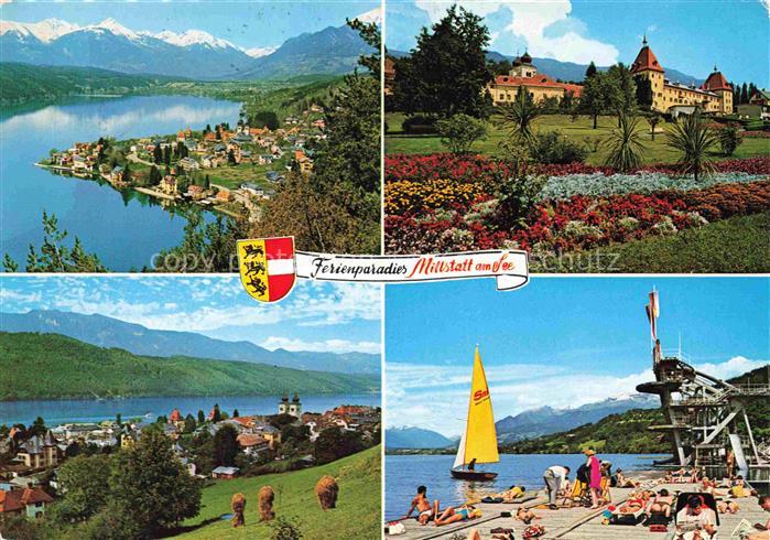 Millstatt Millstaettersee Kaernten AT Seepartien Schloss Strandbad