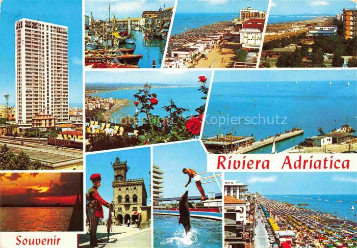 Riviera Adriatica Hochhaus Hafen Strandpartien Schloss Delphinschau