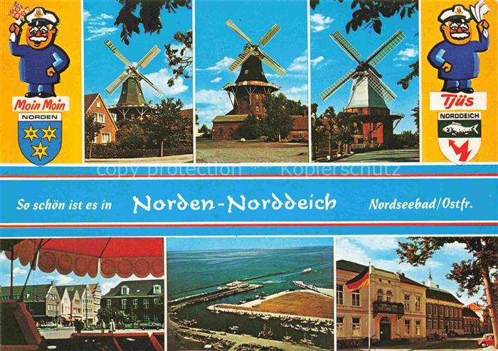 Norden  Norddeich Nordseebad Windmuehlen Ortsmotive Fliegeraufnahme