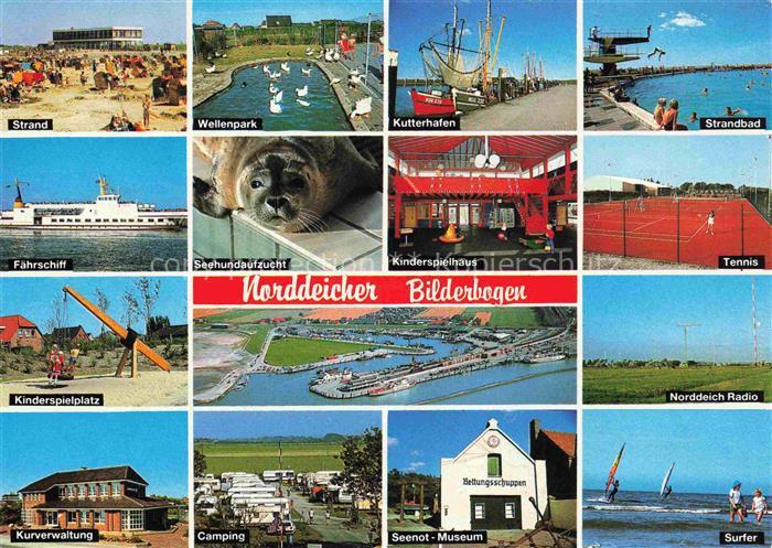 Norddeich  Norden Nordseebad Strand Wellenpark Kutterhafen Strandbad Faehrschiff