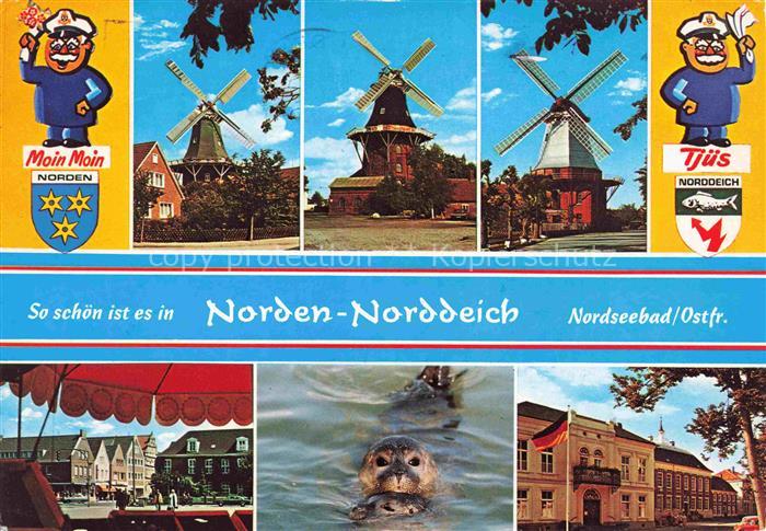 Norden  Norddeich Nordseebad Windmuehlen Ortspartie Seehund Schloss