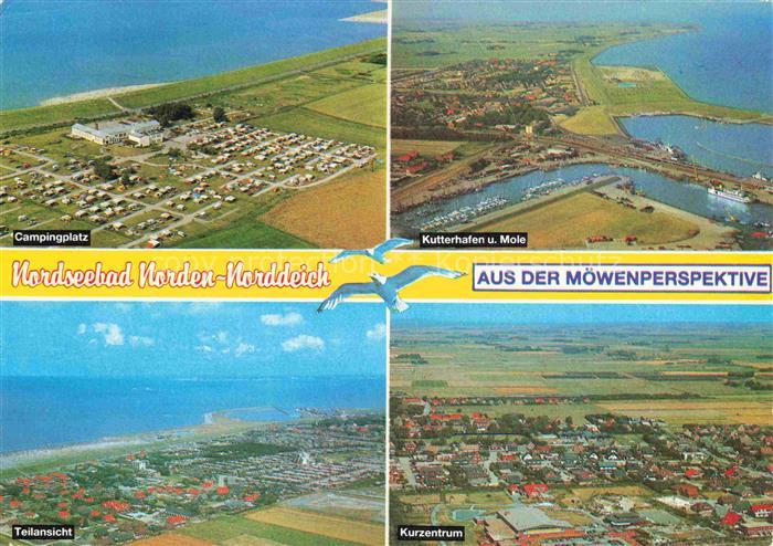 Norden  Norddeich Nordseebad Fliegeraufnahmen Campingplatz Kutterhafen Mole Teil