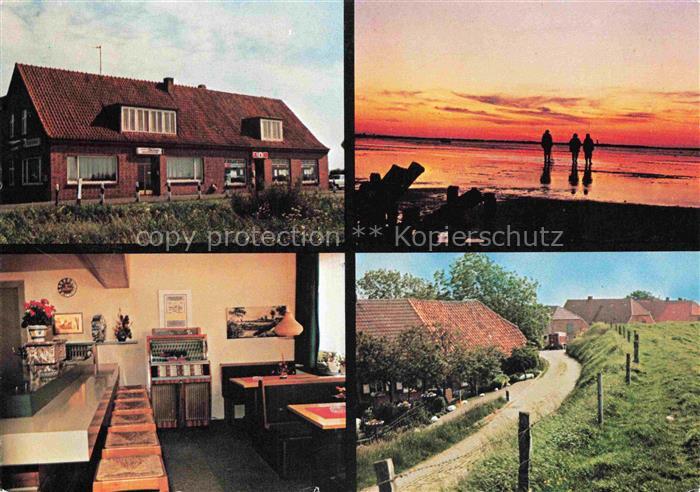 Theener Gaststaette Balssen Gastraum Ortsmotiv Sonnenuntergang