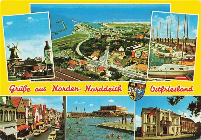 Norden  Norddeich Nordseebad Muehle Fliegeraufnahme Yachthafen Ortspartie Schwim
