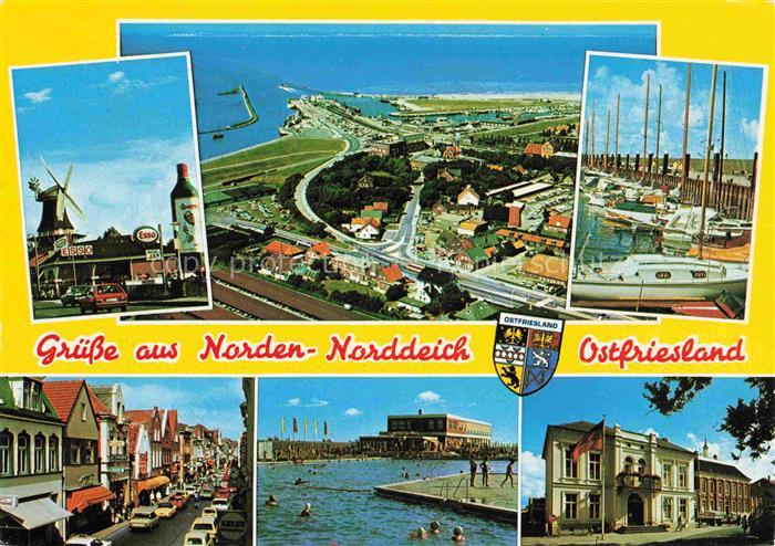 Norden  Norddeich Nordseebad Muehle Fliegeraufnahme Yachthafen Ortspartie Schwim