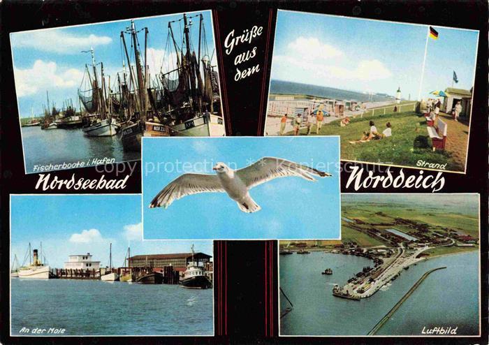 Norden  Norddeich Nordseebad Fischereihafen Strand An der Mole Fliegeraufnahme M