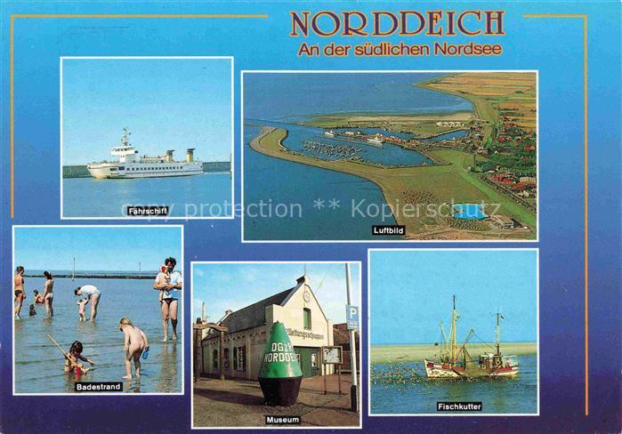 Norddeich  Norden Nordseebad Faehrschiff Badestrand Museum Fliegeraufnahme Fisch