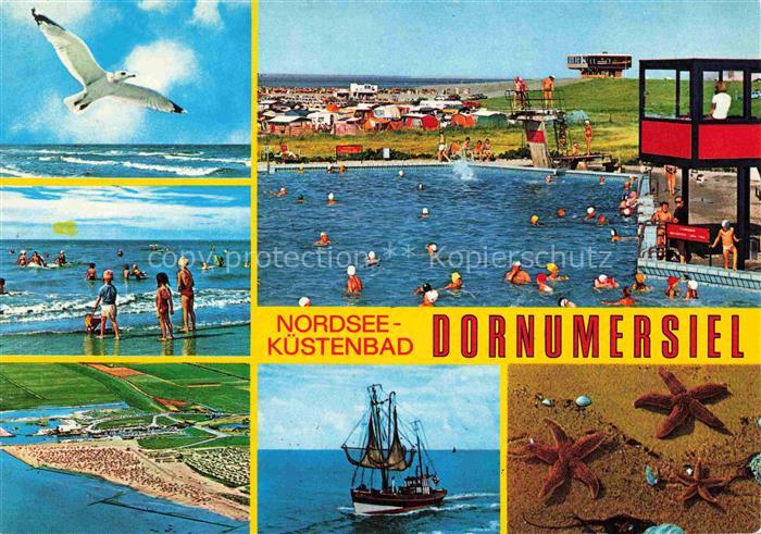 Dornum Ostfriesland Strandbad Fliegeraufnahme Fischkutter Badespass