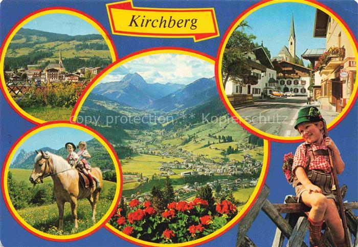 Kirchberg Tirol AT Panorama Kinderponyreiten Ortspartie