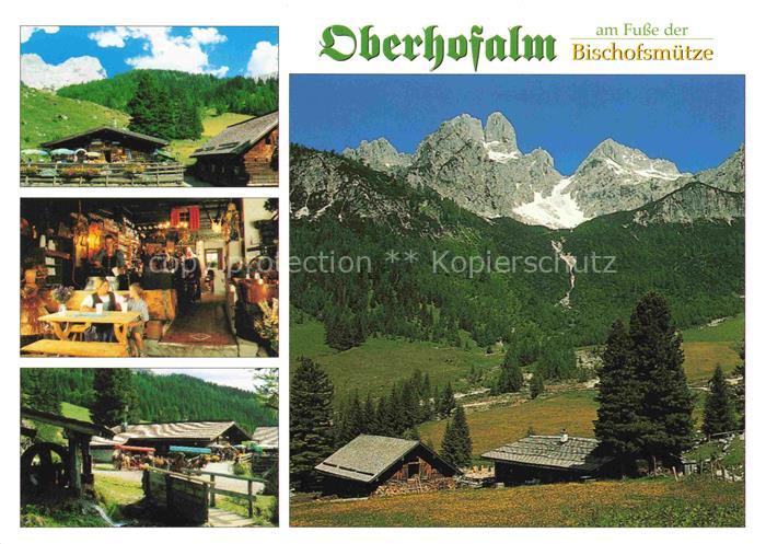 Oberhofalm 1268m Filzmoos AT Gastraum Terrasse Wasserrad Bischofsmuetze