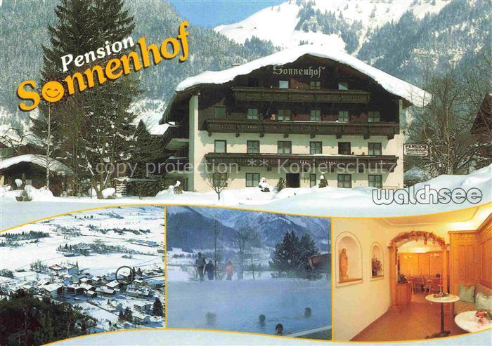 Walchsee Tirol AT Pension Sonnenhof Gastraum beh Freibad Fliegeraufnahme