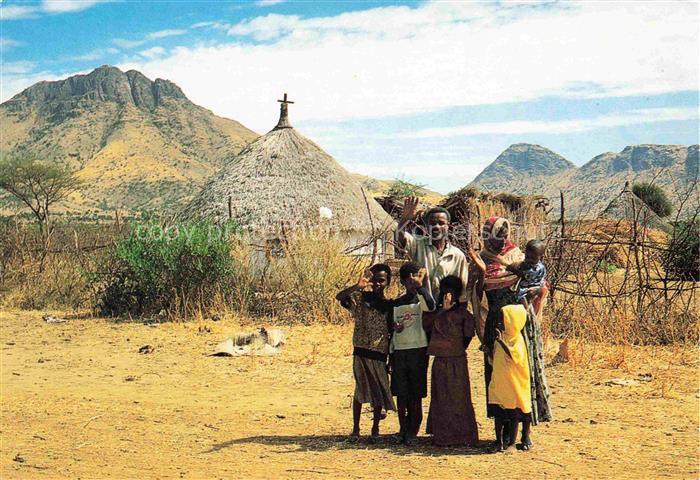 Eritrea Dorfmotiv Afrikanische Familie