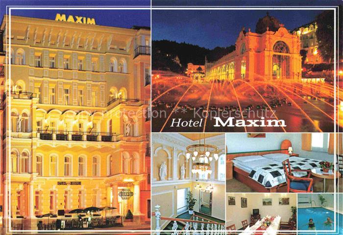 MARIANSKE LAZNE Marienbad CZ Hotel Maxim bei Nacht Zimmer Saal Hallenbad