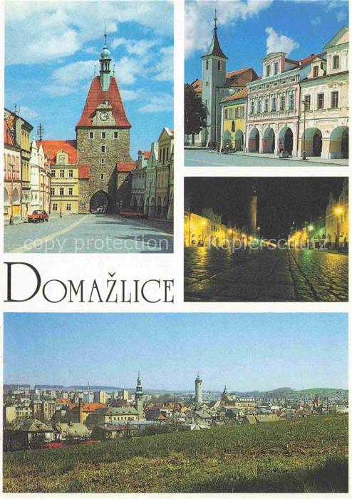 Domazlice Domazlic Taus Plzen CZ Stadttor Rathaus Strassenpartie