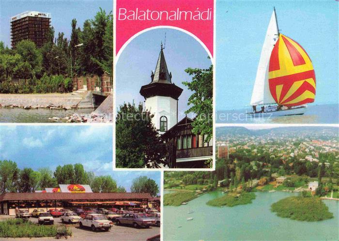 Balatonalmadi HU Hotel Aussichtsturm Segeln Restaurant Fliegeraufnahme
