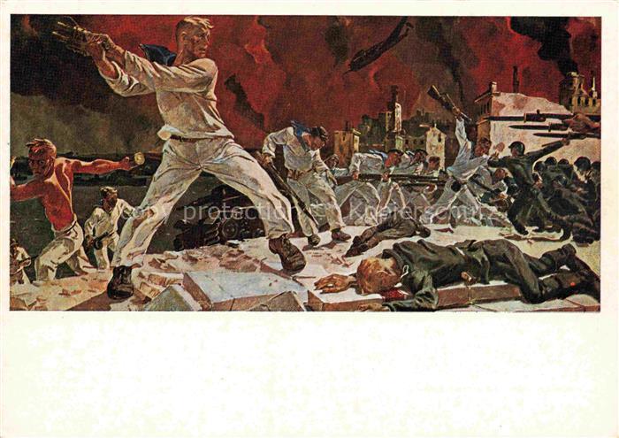 Deineka A A Kuenstlerkarte Verteidigend Sevostopol