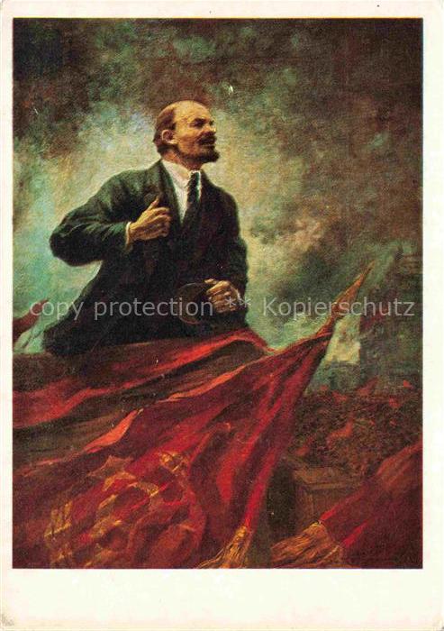 Gerassimow A M Kuenstlerkarte Lenin auf der Buehne