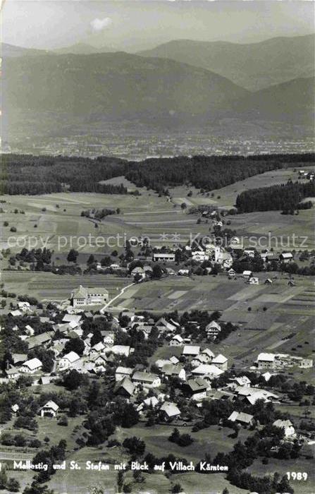 Villach Kaernten AT Mallestig und St Stefan Fliegeraufnahme