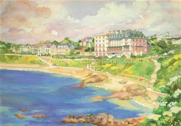 Falmouth Cornwall UK Castle Beach Falmout Hotel Illustration