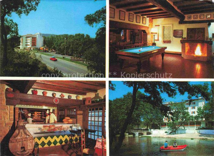 Gerona Costa Brava ES Hotel Merce Park Restaurante La Noria Kaminzimmer Gondelte