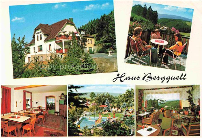 Weringhausen Finnentrop Pension Rasche Haus Bergquell Gastraeume Terrasse Pool