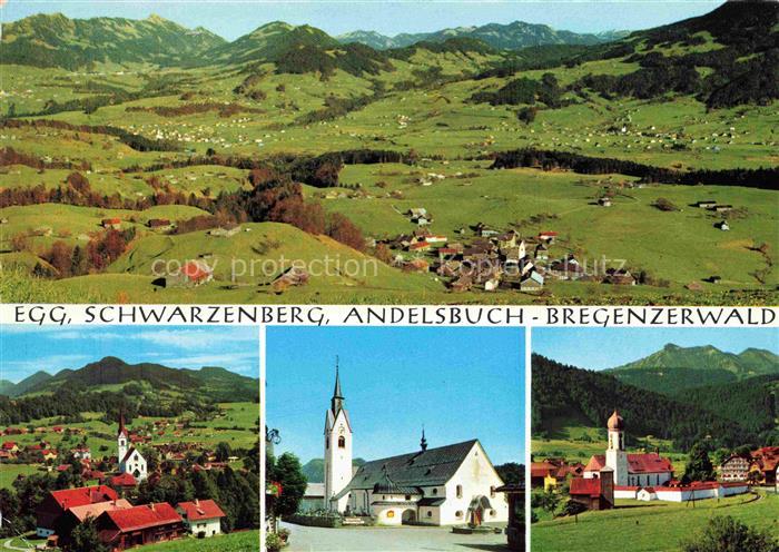 Egg Bregenzerwald Vorarlberg AT Panorama mit Schwarzenberg und Andelsbuch Kirche