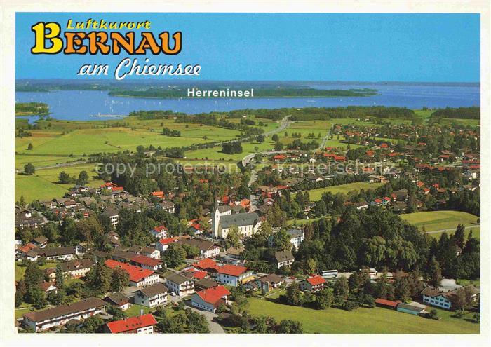 Bernau Chiemsee Fliegeraufnahme mit Herreninsel
