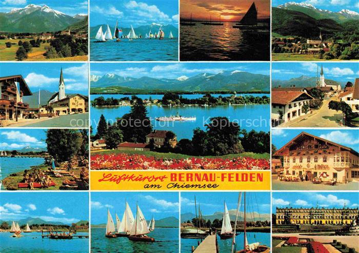 Felden Chiemsee Teilansichten Segelpartien Panorama Schloss Hotels