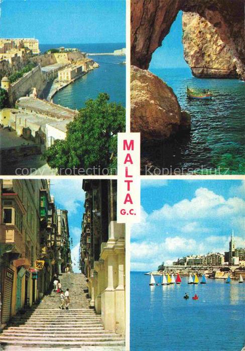 Malta  Insel Grand Harbour St John Street Blue Grotto Valletta Bastions