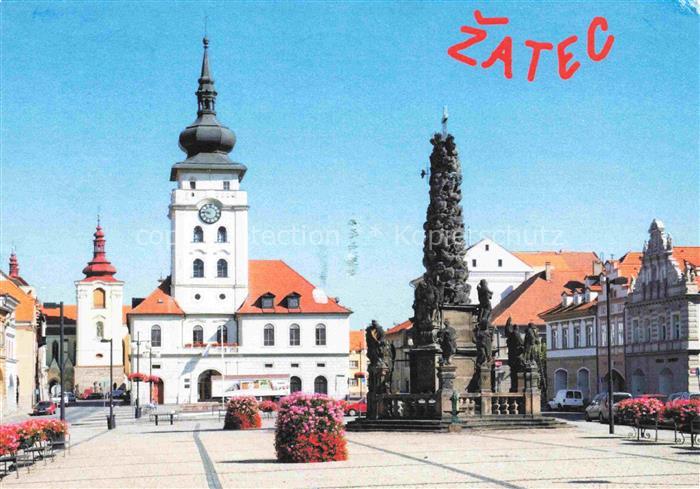 Zatec Saaz CZ Kirche Stadtplatz