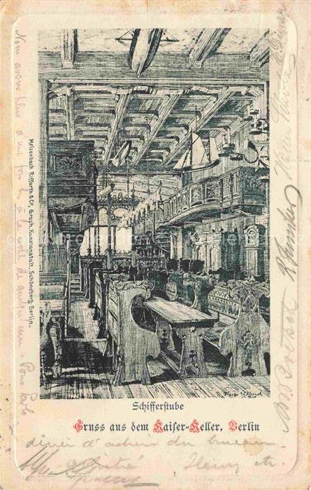 BERLIN  CITY Kaiser-Keller Schifferstube Weinrestaurant Kuenstlerkarte