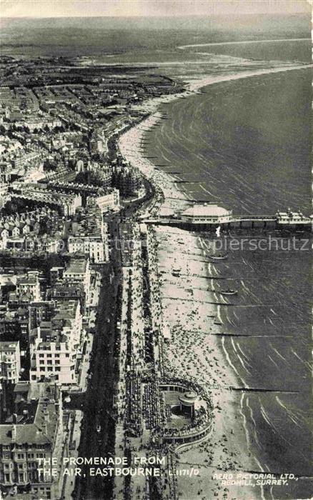 EASTBOURNE  Sussex UK Panorama Promenade Beach aerial view