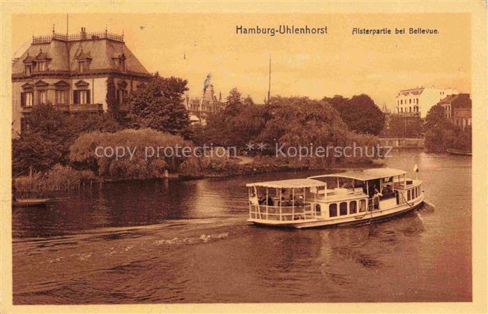 Uhlenhorst Hamburg Alsterpartie bei Bellevue Dampfer