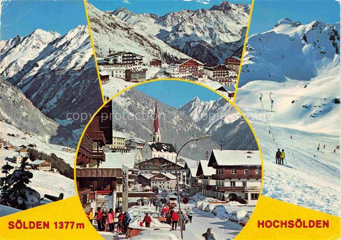 Soelden  oetztal AT und Hochsoelden Wintersportplatz Alpen Ortsansicht mit Kirch