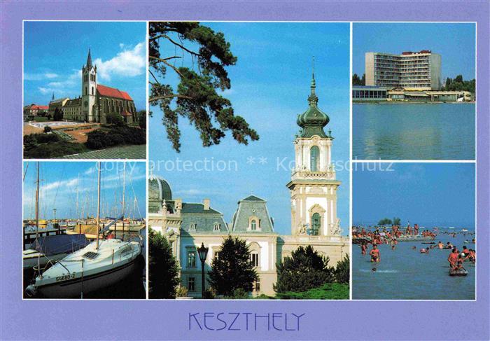Keszthely Kesztely Balaton Plattensee HU Teilansichten Kirche Hotel Hafen Strand