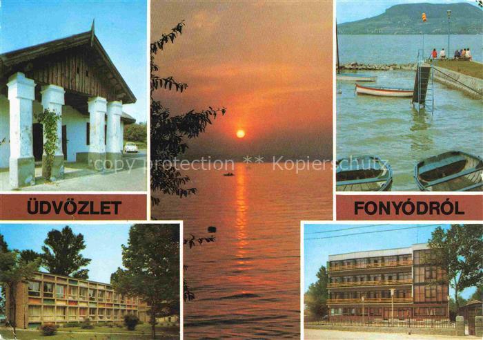 Fonyod HU Teilansichten Partie am Plattensee Sonnenuntergang