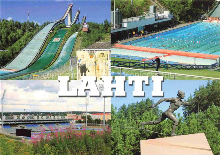 Lahti Suomi Skisprungschanze Freibad Statue Sportstadion