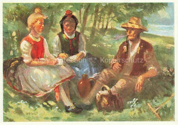 Kuenstlerkarte Karl Ortelt Ruhepause