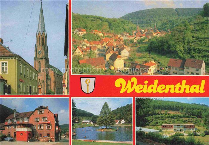 Weidenthal Pfalz Kirche Panorama Gasthaus Erb Gondelteich