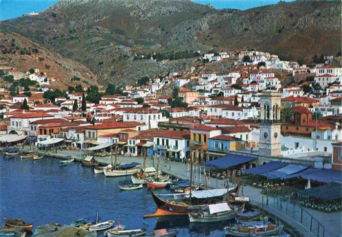 Hydra Ydra Hidra Idra Greece Hafenpartie mit Stadtansicht