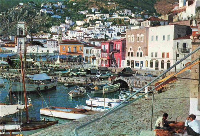 Hydra Ydra Hidra Idra Greece Hafenpartie mit Stadtansicht