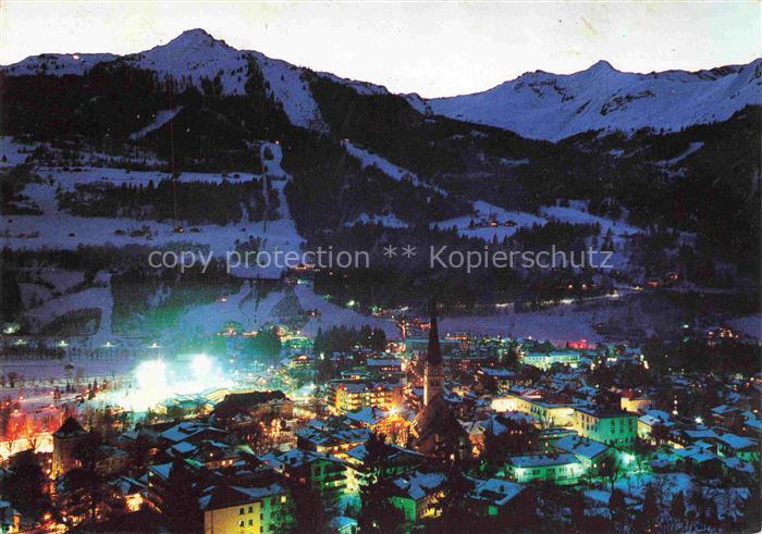 BAD HOFGASTEIN AT bei Nacht mit Haitzingkofel und Hundskopf