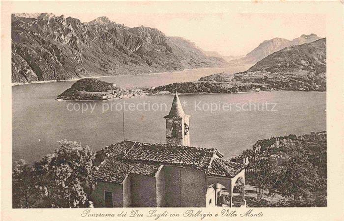 Bellaggio Bellagio Lago di Como IT Panorama dei Due Lughi con Bellaggio e Villa